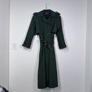 Luba Paris Vintage Double-Breasted Green Trench Coat | S/Petite | Warm Lined